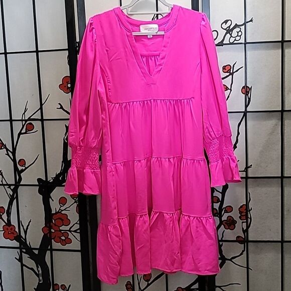 Tuckernuck Pomander Place Electric Neon Pink Kenzo Swing Mini Dress - Picture 3 of 10